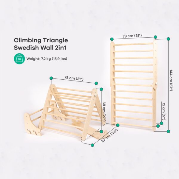 Pikler Triangle Climber with Swedish Wall Add-On