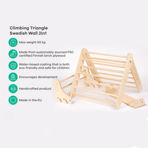 Pikler Triangle Climber with Swedish Wall Add-On