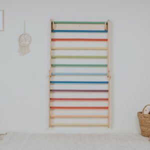 Pikler Triangle Climber with Swedish Wall Add-On (Ages 6m–7y) - Rainbow